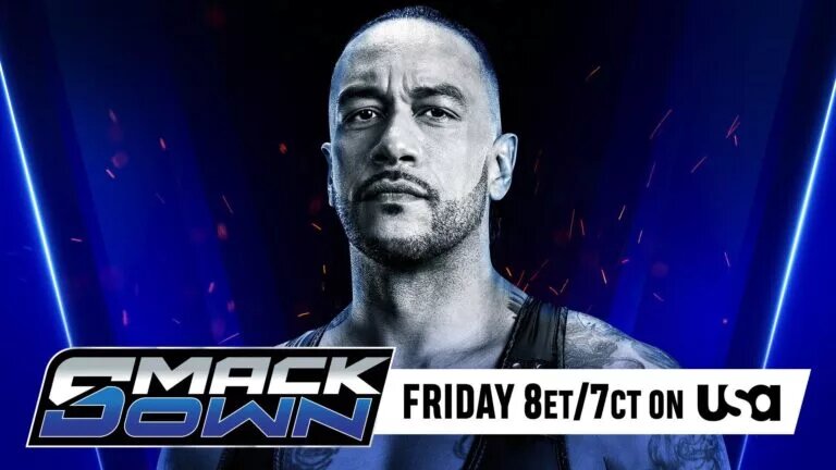 A WWE SmackDown graphic featuring Damian Priest, who got antahonized by Kit Wilson of Pretty Deadly.