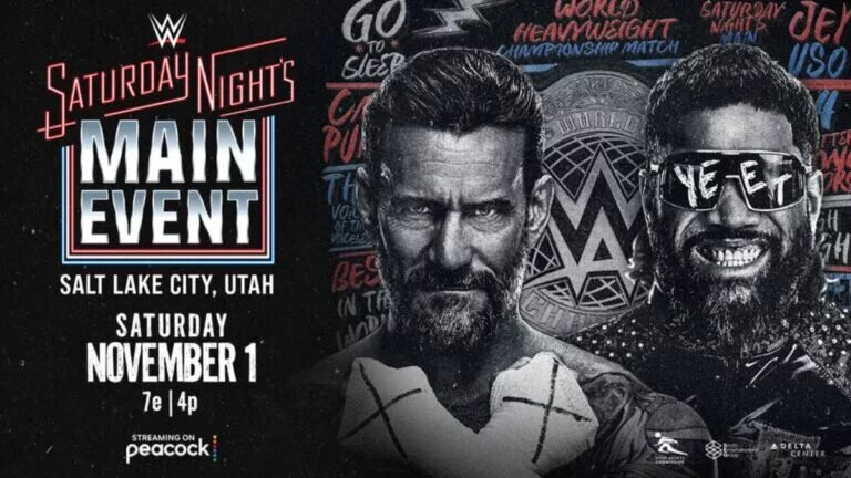 A graphic for WWE Saturday Night's Main Event (SNME) XLI Results, happening live on November 1, 2025.