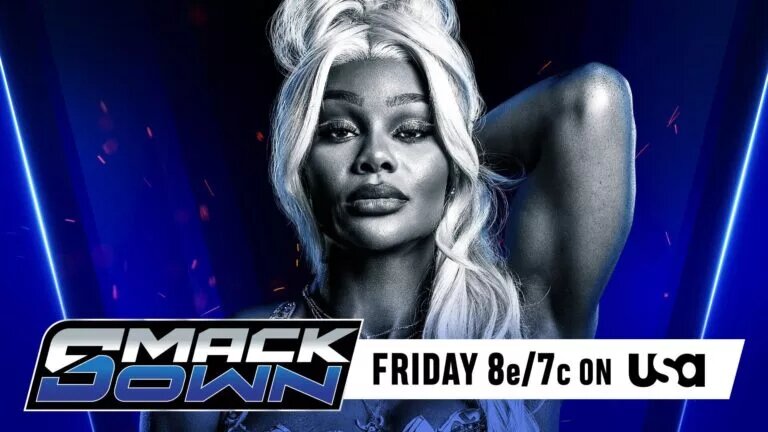 A WWE SmackDown graphic featuring Jade Cargill.