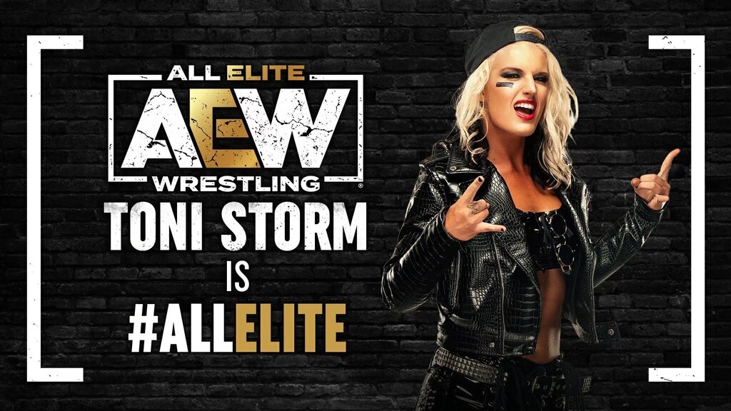 An AEW graphic featuring Toni Storm.