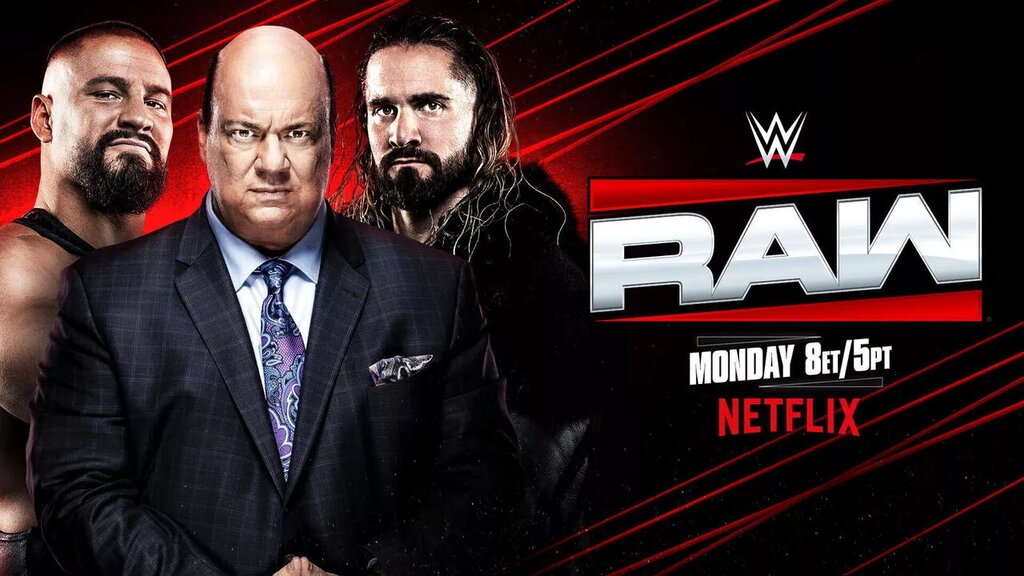 A graphic of The Vision and Seth Rollins on WWE Raw.
