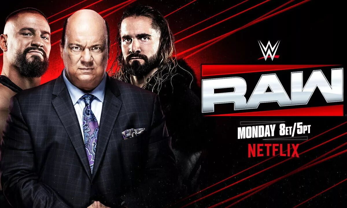 A graphic of The Vision and Seth Rollins on WWE Raw.