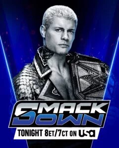 A graphic for the WWE SmackDown results for October 17, 2025 in San Jose, Califronia.