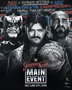 A graphic for WWE Saturday Night's Main Event (SNME) XLI Results, happening live on November 1, 2025.