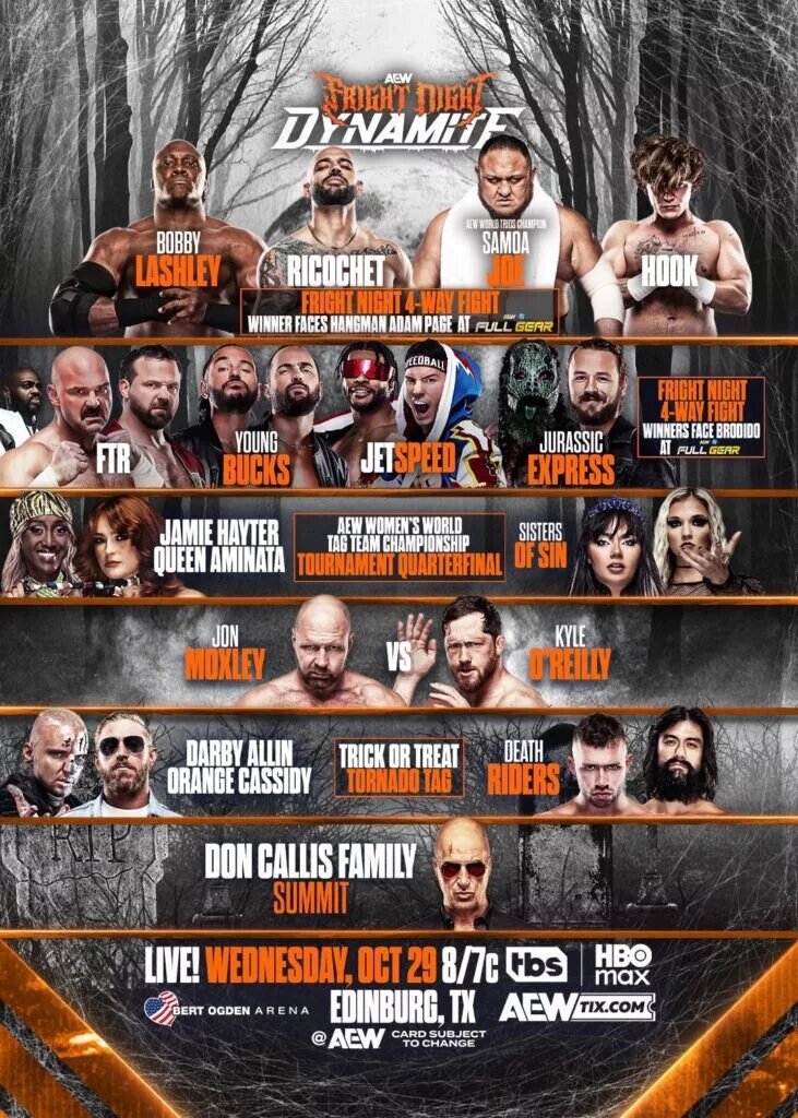 A graphic for AEW Dynamite Fright Night.