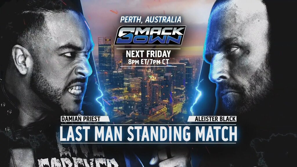 A graphic for the WWE SmackDown preview in Perth, happening on October 10, 2025, the night before WWE Crown Jewel Perth.