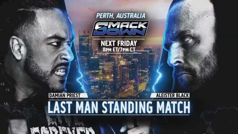 A graphic for the WWE SmackDown preview in Perth, happening on October 10, 2025, the night before WWE Crown Jewel Perth.