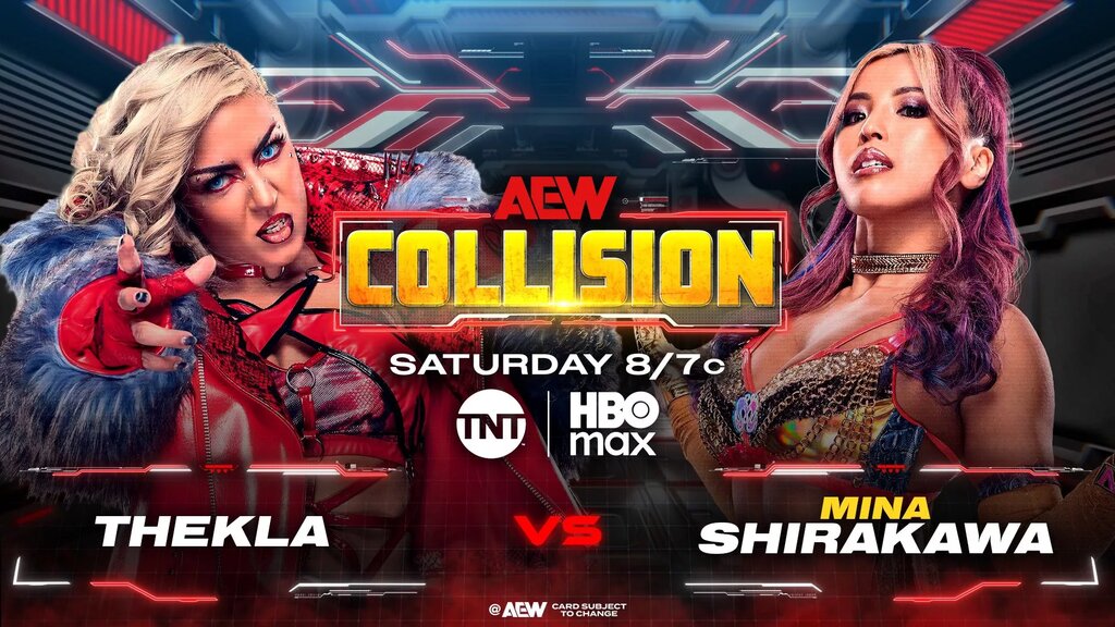 A graphic for the AEW Collision preview for October 25, 2025.