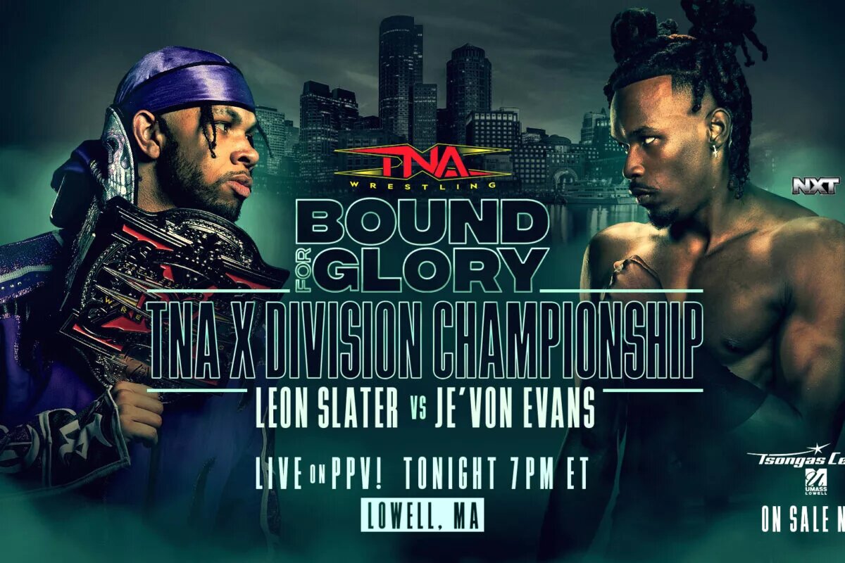A TNA Bound for Glory graphic featuring Leon Slater and Je'Von Evans.