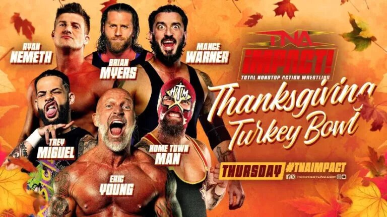 A graphic for TNA iMPACT for their 2025 Thanksgiving special.