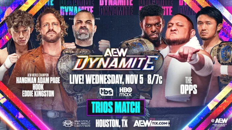 A graphic for the AEW Dynamite preview for November 5th, 2025.