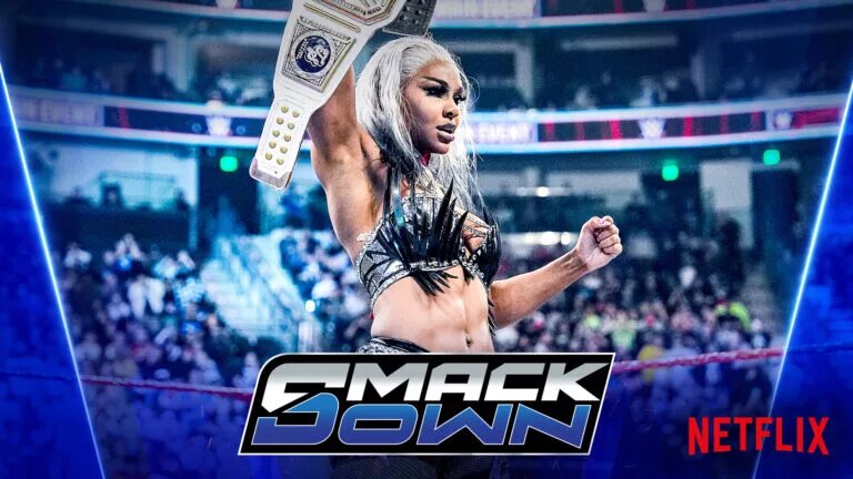A WWE SmackDown graphic featuring Jade Cargill.
