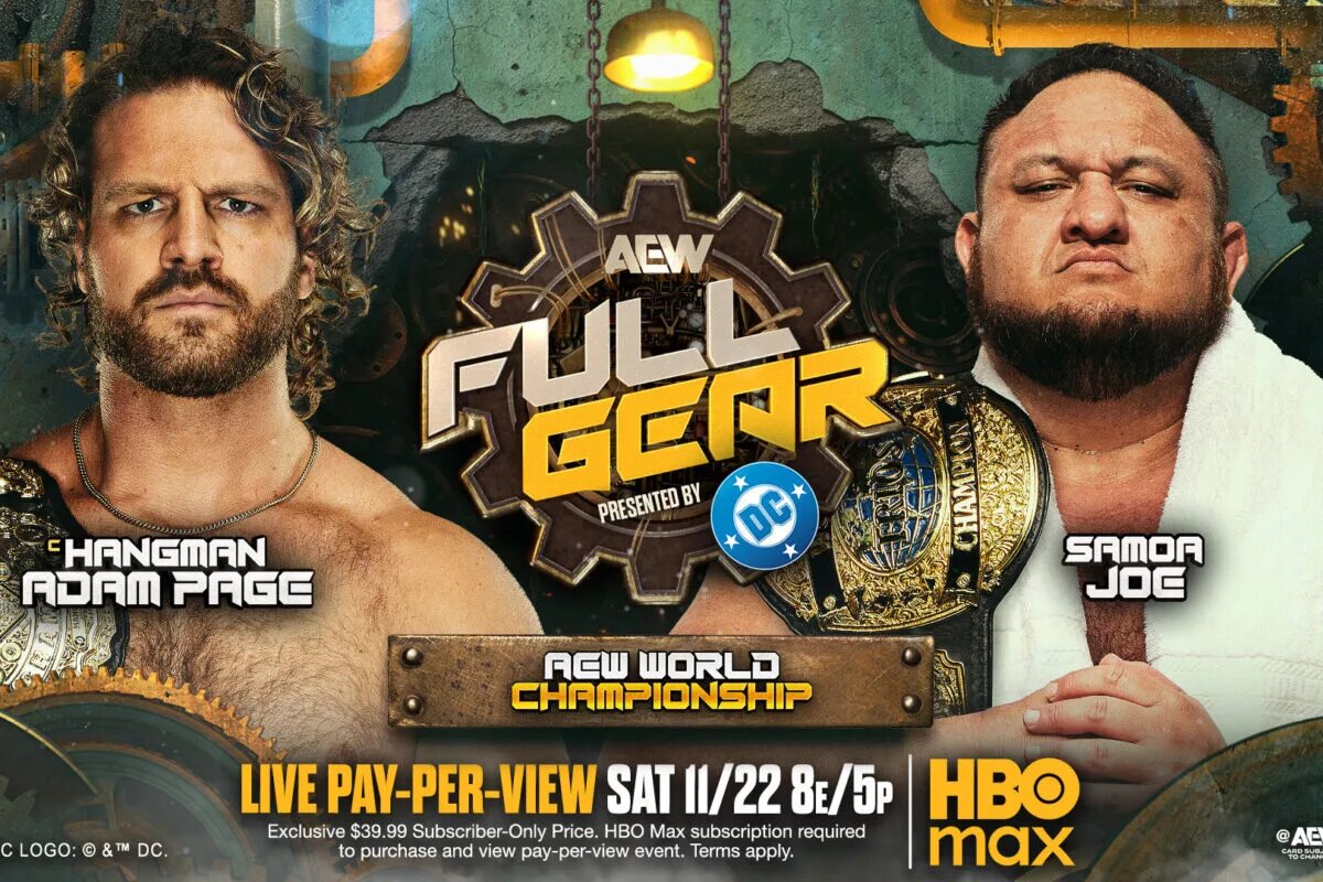 A graphic for the AEW Full Gear 2025 preview.