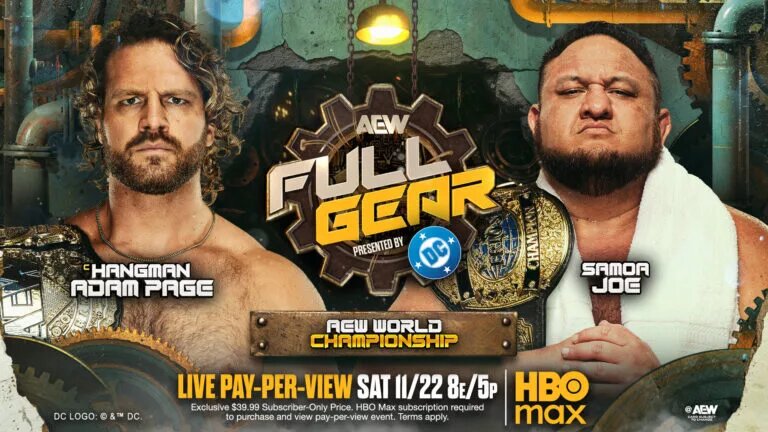 A graphic for the AEW Full Gear 2025 preview.