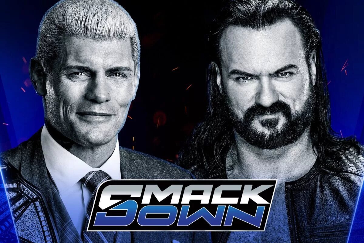 A WWE SmackDown graphic featuring a Drew McIntyre who quit WWE.