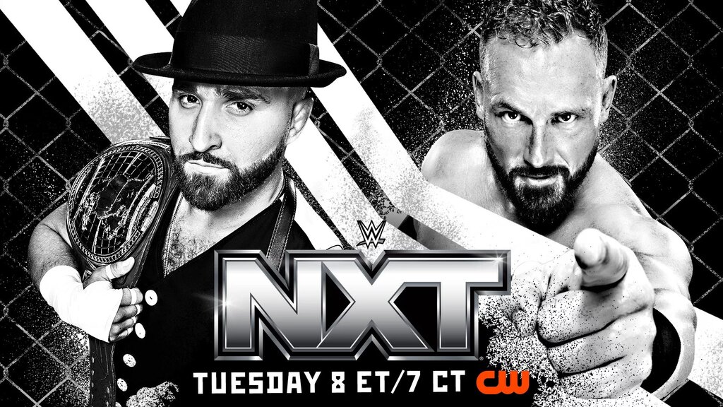 A WWE NXT graphic featuring Ridge Holland.