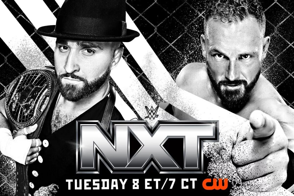 A WWE NXT graphic featuring Ridge Holland.