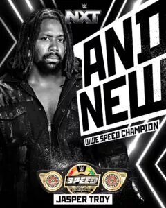 A graphic of new WWE Speed Champion Jasper Troy.