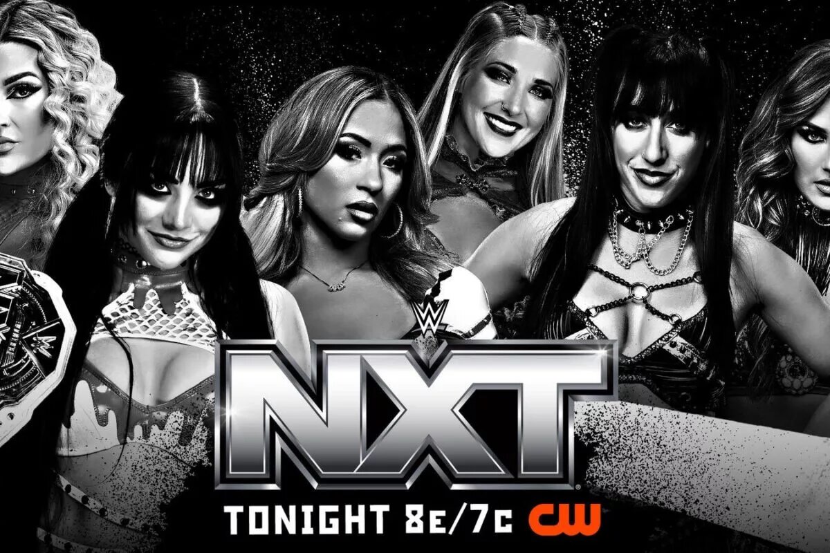 A WWE NXT graphic featuring Izzi Dame and Tatum Paxley.