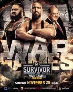 A graphic for WWE Survivor Series: WarGames, an event Drew McIntyre and Jimmy Uso will join.