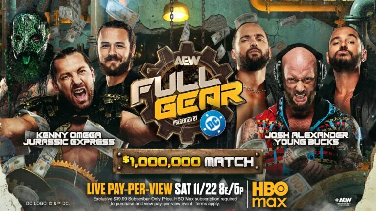 A graphic for the AEW Full Gear 2025 preview.