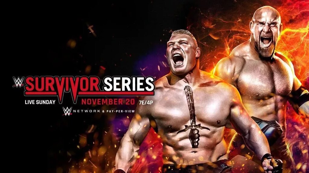 A WWE Survivor Series graphic featuring Brock Lesnar.