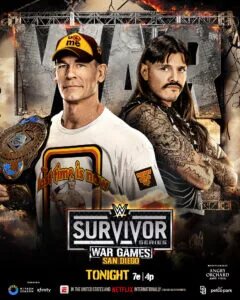 A WWE Survivor Series: WarGames 2025 graphic featuring John Cena and Dominik Mysterio