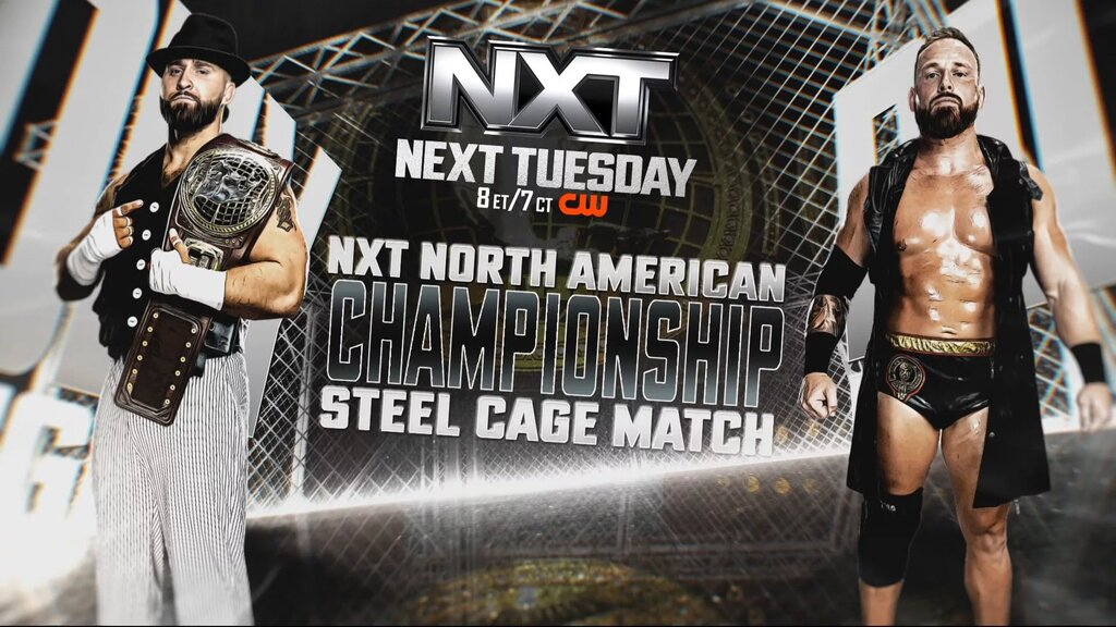A WWE NXT graphic featuring Ridge Holland.