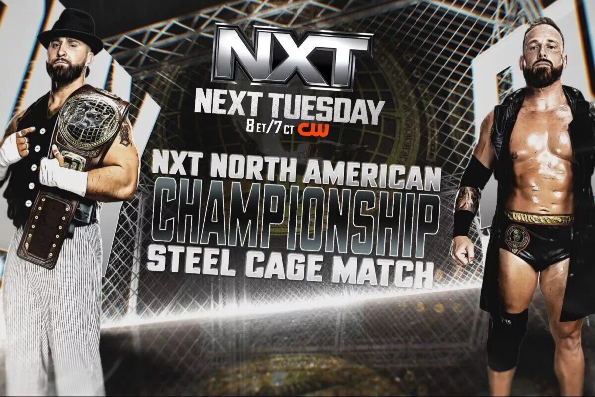 A WWE NXT graphic featuring Ridge Holland.