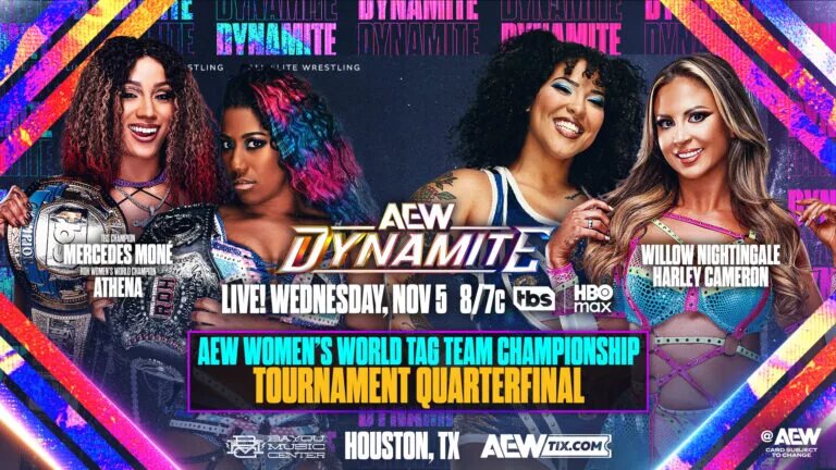 A graphic for the AEW Dynamite preview for November 5th, 2025.