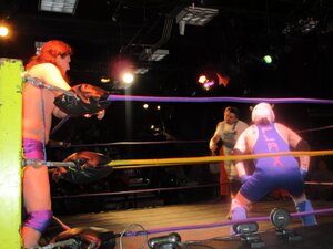 Image of Stevie Legend and Freakin Flax at SuperNova Wrestling's Halloween Havoc