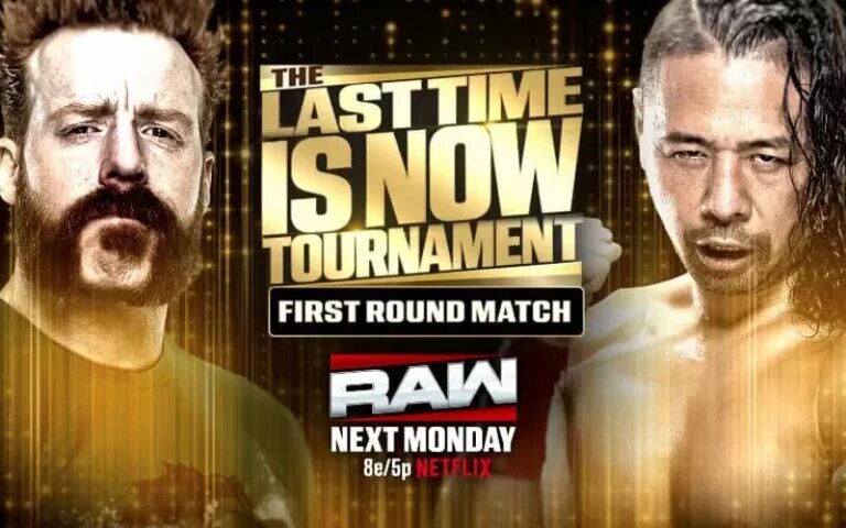 Shinsuke Nakamura vs Sheamus match graphic John Cena Last Time is Now Tournament.