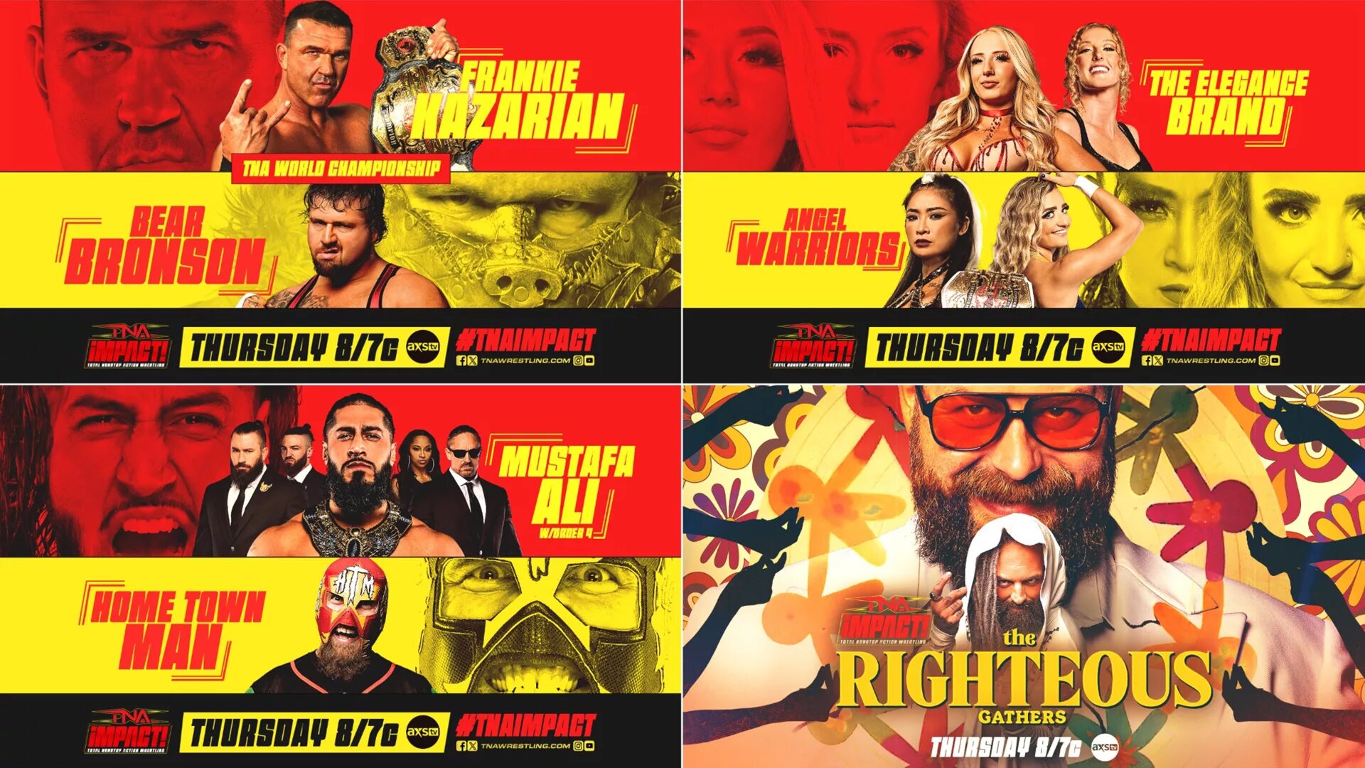 A graphic of the match carf of TNA iMPACT of January 1st. The episode is 4 matches and 2 segments