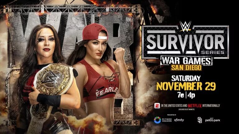 A graphic from WWE Survivor Series: WarGames featuring NIkki Bella.
