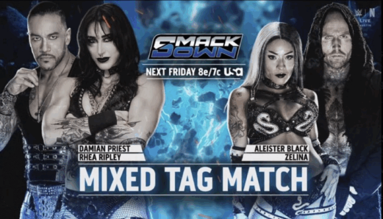 A graphic for the WWE SmackDown preview for December 12, 2025.