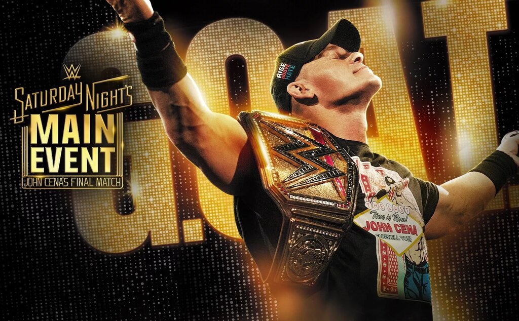 A graphic for the WWE Saturday Night's Main Event (SNME) XLII results for December 13, 2025, where John Cena retires.