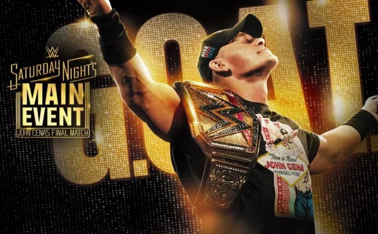 A graphic for the WWE Saturday Night's Main Event (SNME) XLII results for December 13, 2025, where John Cena retires.