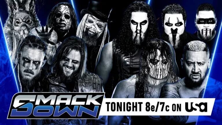 A WWE SmackDown graphic featuring MFT and Wyatt Sicks.