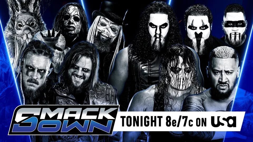 A WWE SmackDown graphic featuring MFT and Wyatt Sicks.