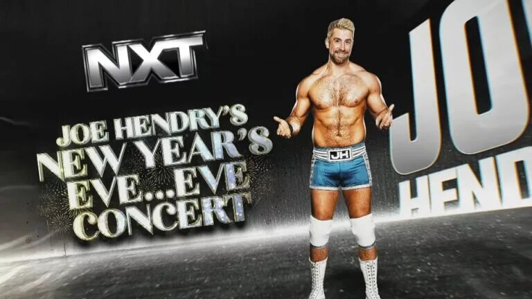 A WWE NXT graphic featuring Joe Hendry.
