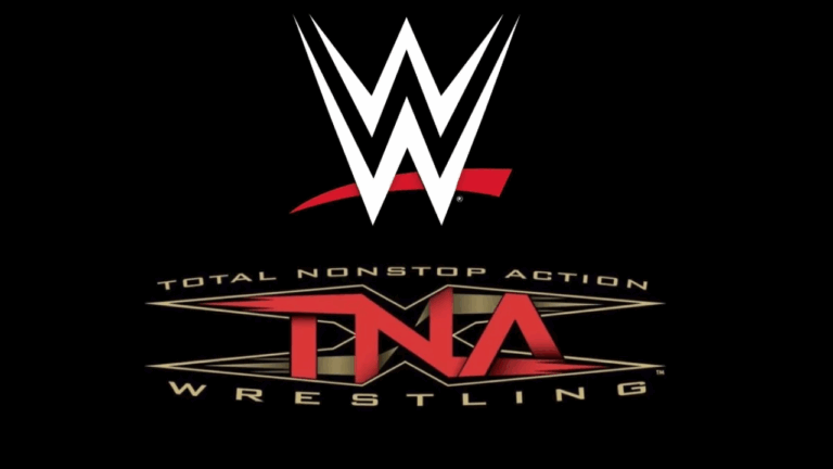A logo graphic featuring TNA Wrestling and WWE SmackDown featuring Leon Slater.