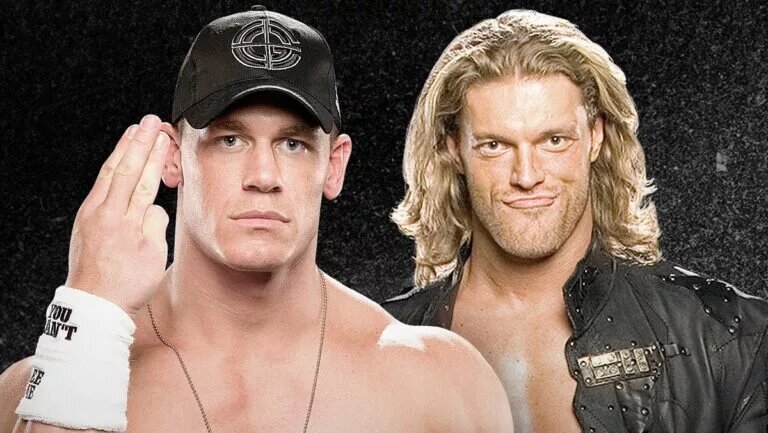 A graphic of John Cena and Edge, as Cena is about to retire at Saturday Night Main Event on December 13, 2025