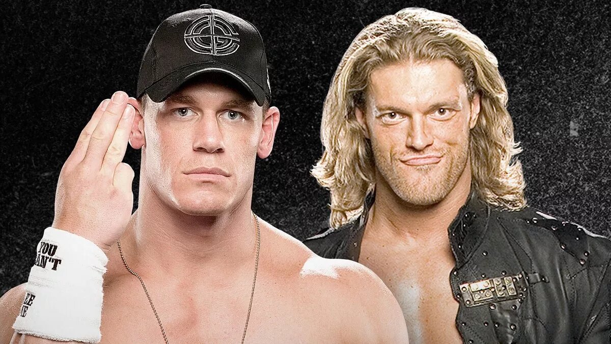 A graphic of John Cena and Edge, as Cena is about to retire at Saturday Night Main Event on December 13, 2025