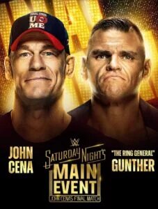 A graphic for the WWE Saturday Night's Main Event (SNME) XLII results for December 13, 2025, where John Cena retires.
