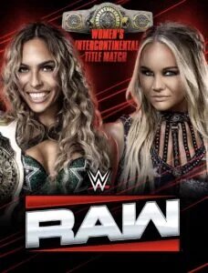 A WWE Raw graphic featuring Ivy Nile and Maxxine Dupri.