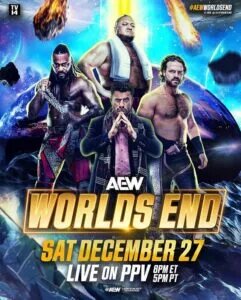 A graphic for AEW Worlds End 2025.