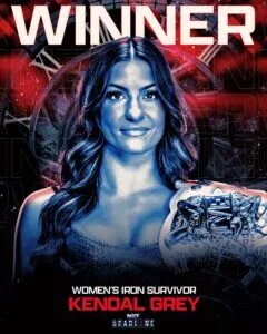 A WWE NXT graphic featuring Kendal Grey.