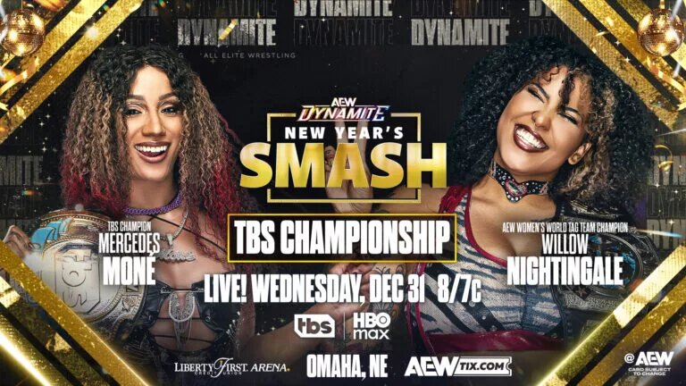 A graphic for AEW Dynamite: New Year's Smash 2025.