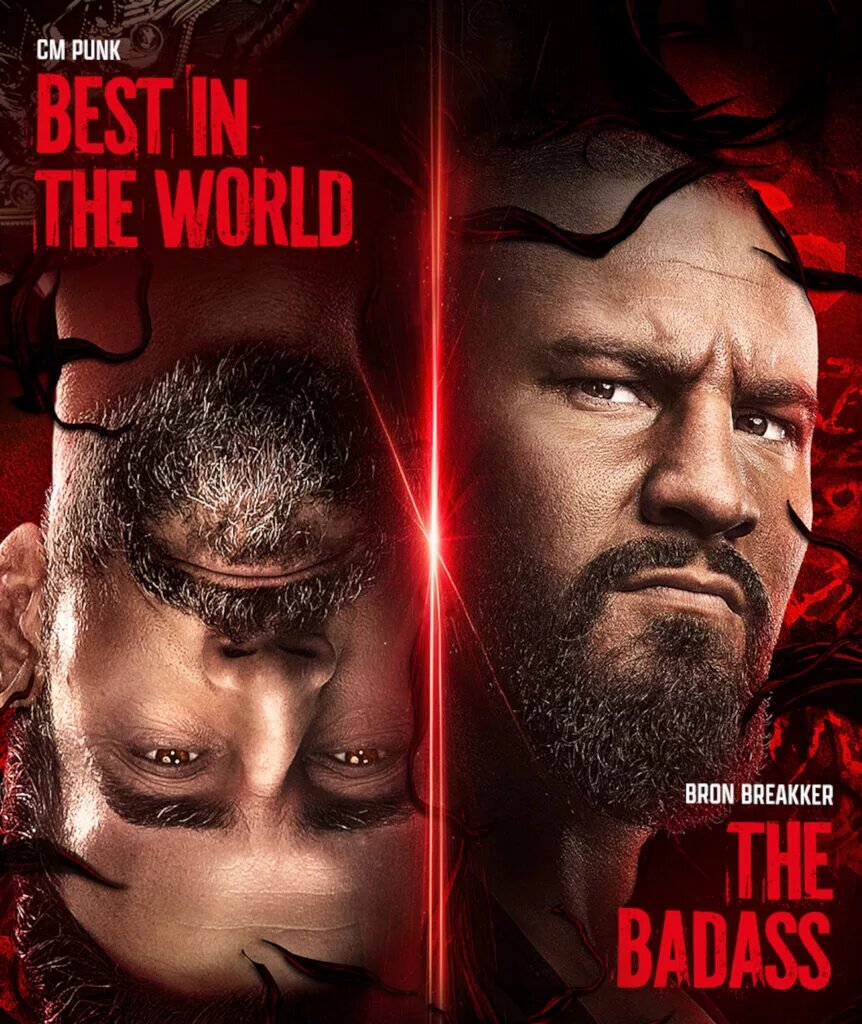 CM Punk vs Bron Breakker in a Stranger Things match graphic