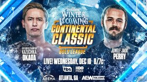 Graphic of Okada vs. Jack Perry in AEW's Continental Classic